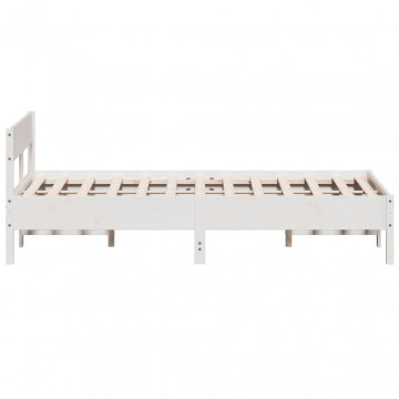 Cadru de pat cu tăblie, alb, 150x200 cm lemn masiv pin - Img 8