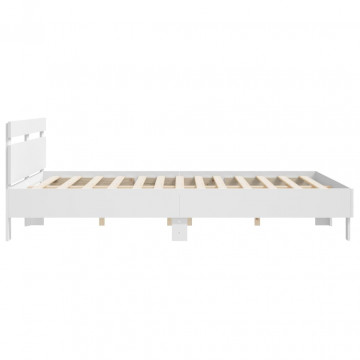 Cadru de pat cu tăblie, alb, 180x200 cm, lemn prelucrat - Img 5