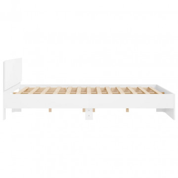 Cadru de pat cu tăblie, alb, 200x200 cm - Img 5