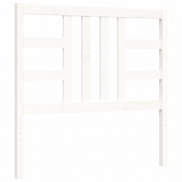 Cadru de pat cu tăblie, alb, 90x200 cm, lemn masiv - Img 7