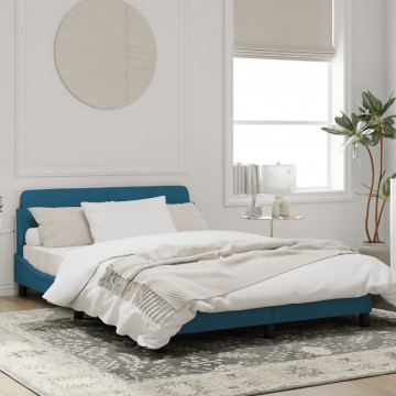 Cadru de pat cu tăblie, albastru, 120x200 cm, catifea - Img 3