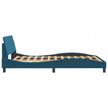 Cadru de pat cu tăblie, albastru, 140x200 cm, catifea - Img 8