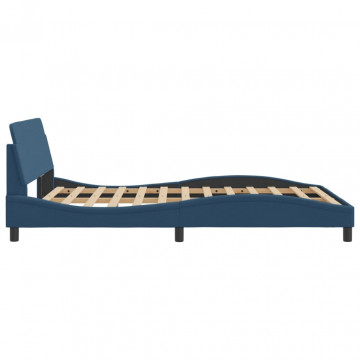 Cadru de pat cu tăblie, albastru, 140x200 cm, textil - Img 8