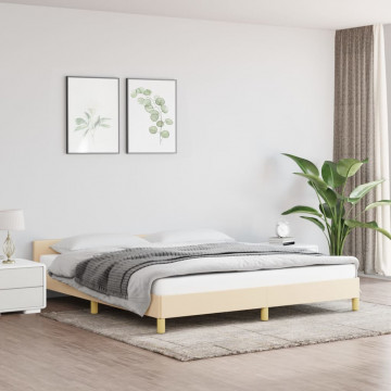 Cadru de pat cu tăblie, crem, 180x200 cm, textil - Img 1