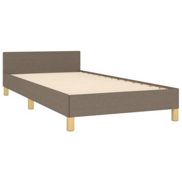 Cadru de pat cu tăblie fără saltea, taupe, 90x200 cm, textil - Img 4