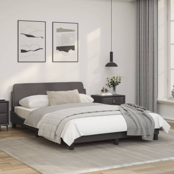 Cadru de pat cu tăblie, gri, 140x200 cm, piele ecologică - Img 3