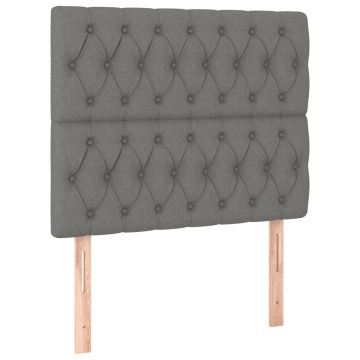 Cadru de pat cu tăblie, gri închis, 100x200 cm, textil - Img 7