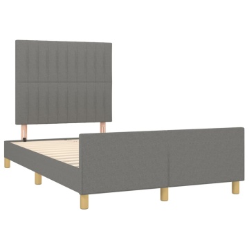 Cadru de pat cu tăblie, gri închis, 120x200 cm, textil - Img 4