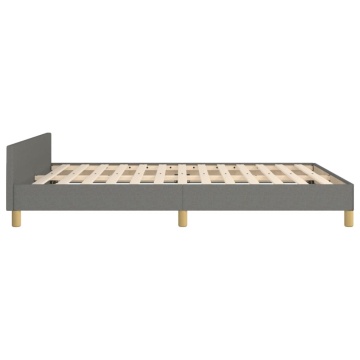 Cadru de pat cu tăblie, gri închis, 140x190 cm, textil - Img 6