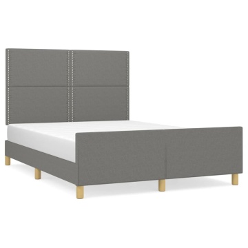Cadru de pat cu tăblie, gri închis, 140x190 cm, textil - Img 2