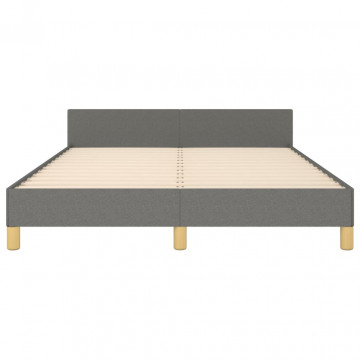 Cadru de pat cu tăblie, gri închis, 140x190 cm, textil - Img 8