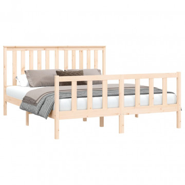 Cadru de pat cu tăblie King Size, 150x200 cm lemn masiv pin - Img 3