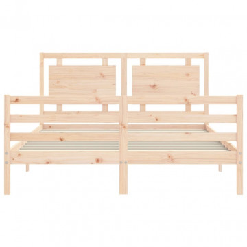 Cadru de pat cu tăblie, king size, lemn masiv - Img 5