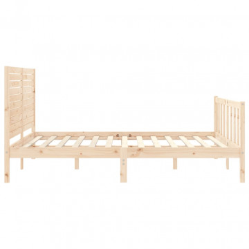 Cadru de pat cu tăblie, king size, lemn masiv - Img 6