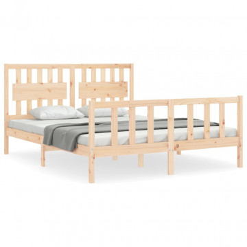Cadru de pat cu tăblie, lemn masiv, king size - Img 2