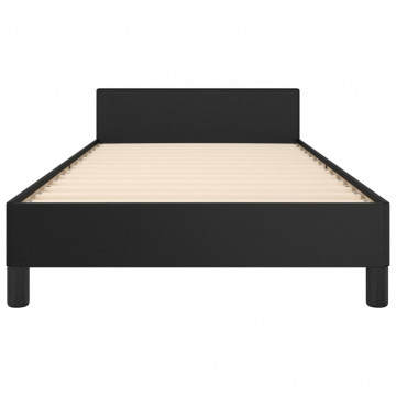 Cadru de pat cu tăblie, negru, 100x200 cm, piele ecologică - Img 5