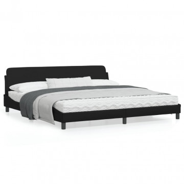 Cadru de pat cu tăblie, negru, 200x200 cm, piele ecologică - Img 1