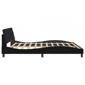 Cadru de pat cu tăblie, negru, 200x200 cm, piele ecologică - Img 8