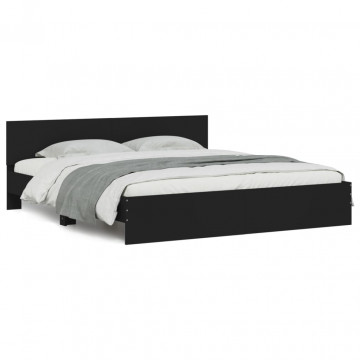 Cadru de pat cu tăblie, negru, 200x200 cm - Img 2