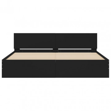 Cadru de pat cu tăblie, negru, 200x200 cm - Img 8