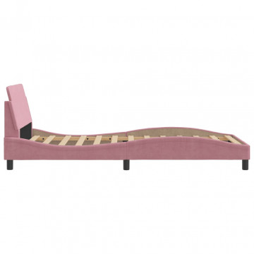 Cadru de pat cu tăblie, roz, 100x200 cm, catifea - Img 8