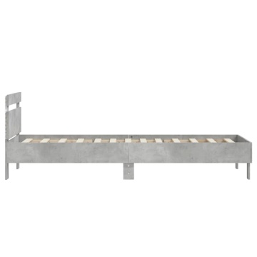 Cadru de pat cu tăblie și lumini LED, gri beton, 90x200 cm - Img 7