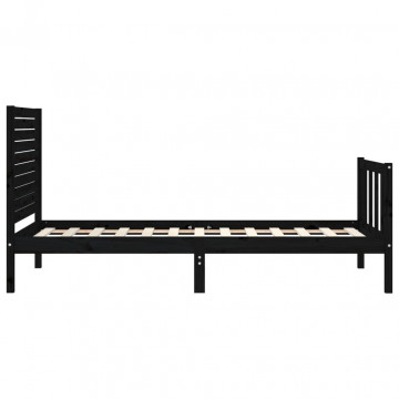 Cadru de pat cu tăblie Small Single, negru, lemn masiv - Img 6