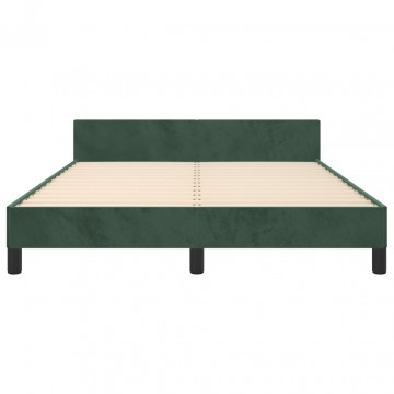 Cadru de pat cu tăblie, verde închis, 140x190 cm, catifea - Img 8