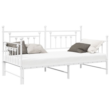 Cadru de pat Daybed cu pat rabatabil Alb 90x200 cm Oțel - Img 2
