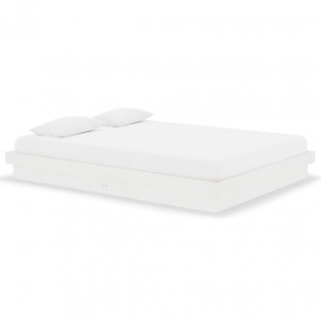 Cadru de pat dublu 4FT6, alb, 135x190 cm, lemn masiv - Img 2