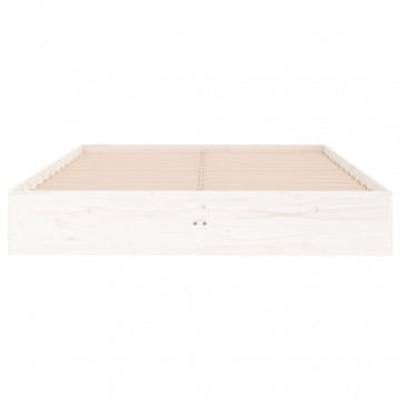 Cadru de pat dublu 4FT6, alb, 135x190 cm, lemn masiv - Img 8