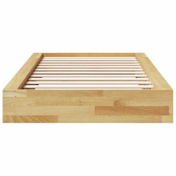 Cadru de pat fără saltea 90x190 cm din lemn masiv de stejar - Img 5