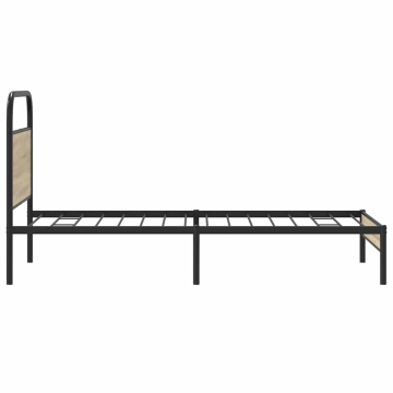 Cadru de pat fără saltea 90x200cm Stejar fumuriu lemn prelucrat - Img 5