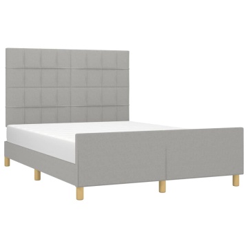 Cadru de pat fără saltea, gri deschis, 140x190 cm, textil - Img 3