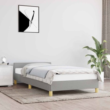 Cadru de pat fără saltea, gri deschis, 90x190 cm, textil - Img 1