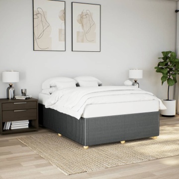 Cadru de pat fără saltea, gri închis, 140x190 cm, textil - Img 1