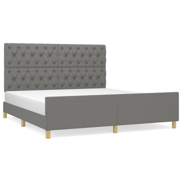Cadru de pat fără saltea, gri închis, 160x200 cm, textil - Img 2