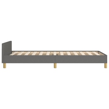 Cadru de pat fără saltea, gri închis, 90x190 cm, textil - Img 6
