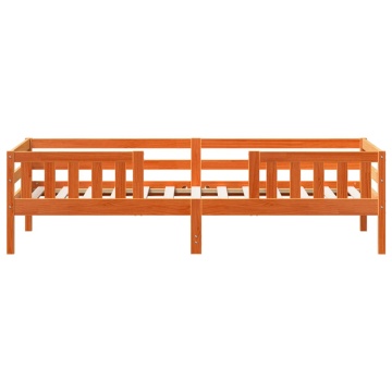 Cadru de pat fără saltea maro ceruit 80x200 cm lemn masiv pin - Img 4