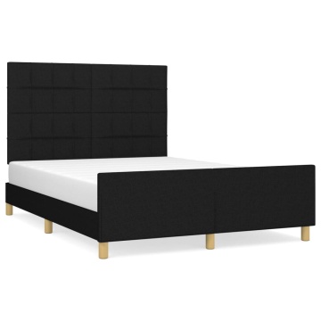 Cadru de pat fără saltea, negru, 140x190 cm, textil - Img 2