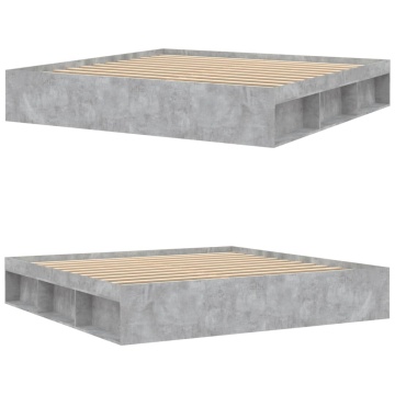 Cadru de pat, gri beton, 200x200 cm - Img 4