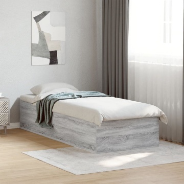 Cadru de pat, gri sonoma, 90x200 cm, lemn prelucrat - Img 3