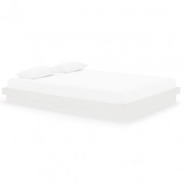 Cadru de pat King Size 5FT, alb, 150x200 cm, lemn masiv - Img 2