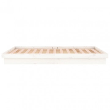 Cadru de pat LED Super King Size, alb, 180x200 cm, lemn masiv - Img 7