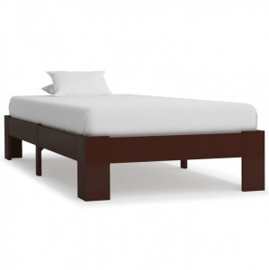 Cadru de pat, maro închis, 100 x 200 cm, lemn masiv de pin - Img 1