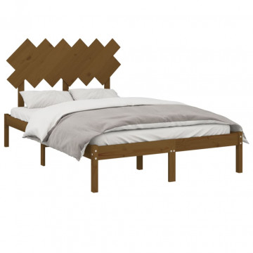 Cadru de pat, maro miere, 120x200 cm, lemn masiv - Img 3