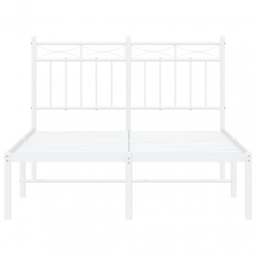 Cadru de pat metalic cu tăblie, alb, 120x200 cm - Img 8