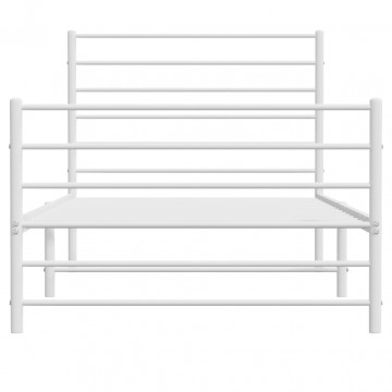 Cadru de pat metalic cu tăblie de cap/picioare, alb, 90x190 cm - Img 5