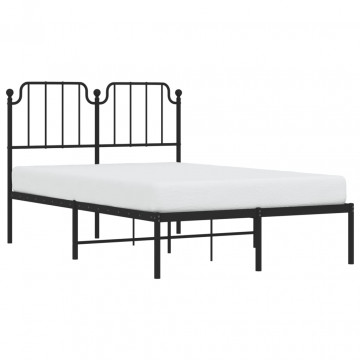 Cadru de pat metalic cu tăblie, negru, 120x190 cm - Img 3