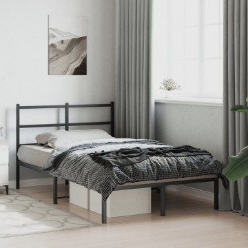 Cadru de pat metalic cu tăblie, negru, 120x200 cm - Img 3